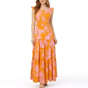 Abel The Label Anthropologie Angelica Tiered Flora Ruffled Maxi Dress